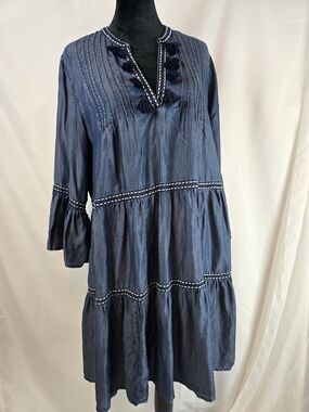 Tommy Bahama Blue Chambray Tiered Tunic
